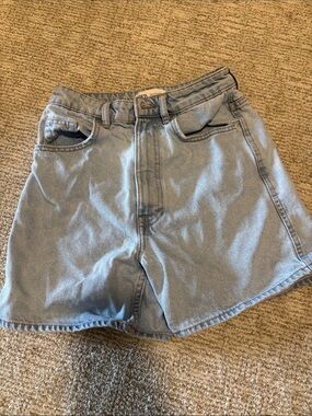 Zara Light Blue High-Waist Denim Jean Shorts